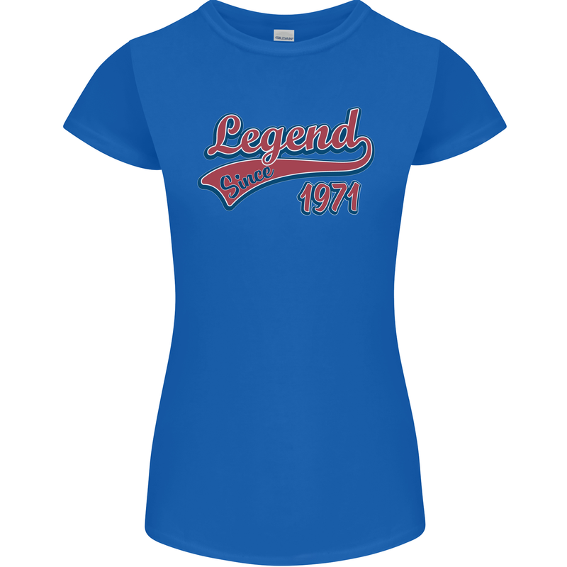 Legend Since 52nd Birthday 1971 Womens Petite Cut T-Shirt Royal Blue