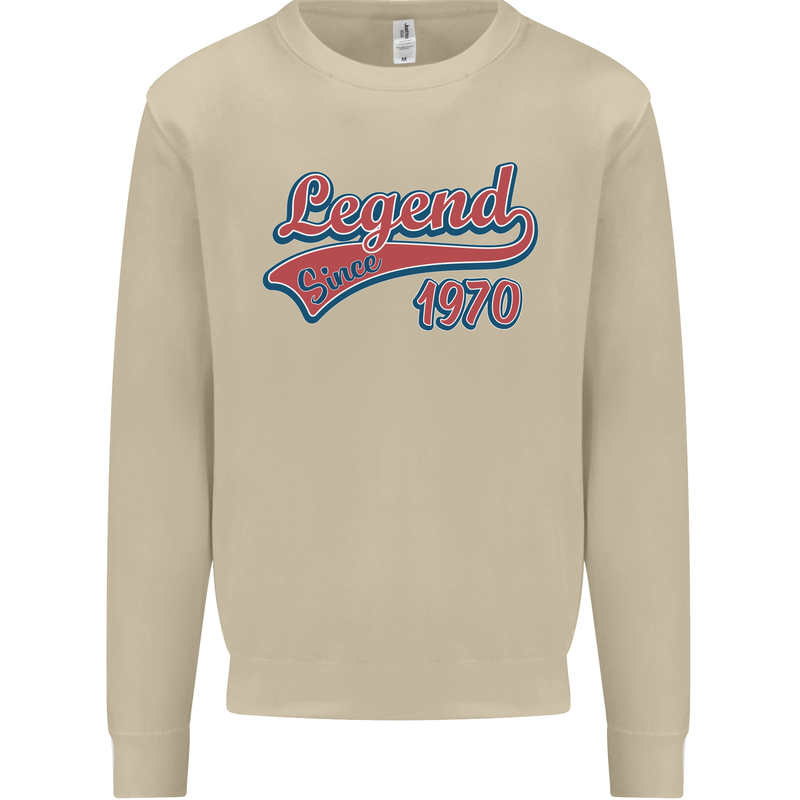 Legend Since 53rd Birthday 1970 Mens Sweatshirt Jumper Sand