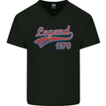 Legend Since 53rd Birthday 1970 Mens V-Neck Cotton T-Shirt Black