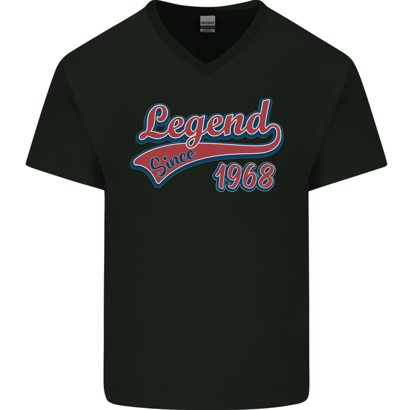 Legend Since 55th Birthday 1968 Mens V-Neck Cotton T-Shirt Black