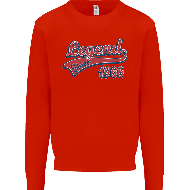 Legend Since 57th Birthday 1966 Mens Sweatshirt Jumper Bright Red