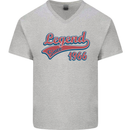 Legend Since 57th Birthday 1966 Mens V-Neck Cotton T-Shirt Sports Grey