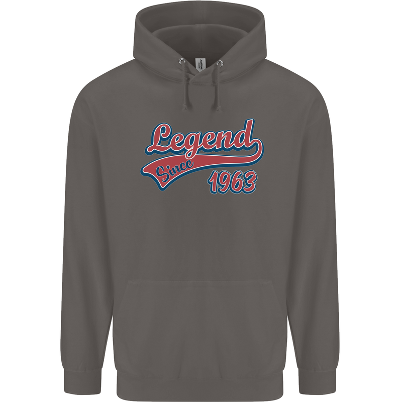 Legend Since 58th Birthday 1963 Mens 80% Cotton Hoodie Charcoal