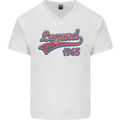 Legend Since 58th Birthday 1965 Mens V-Neck Cotton T-Shirt White