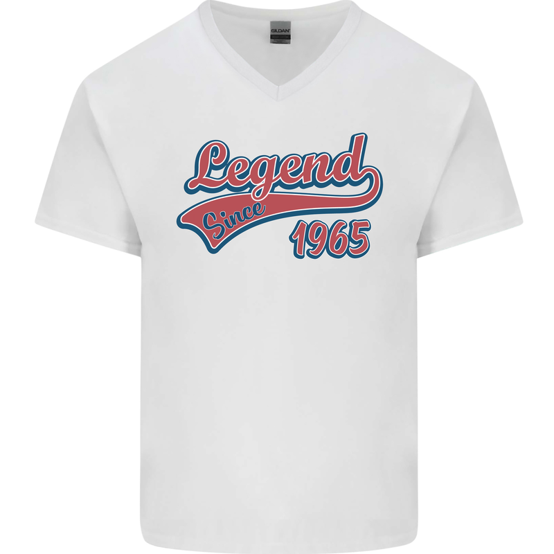 Legend Since 58th Birthday 1965 Mens V-Neck Cotton T-Shirt White