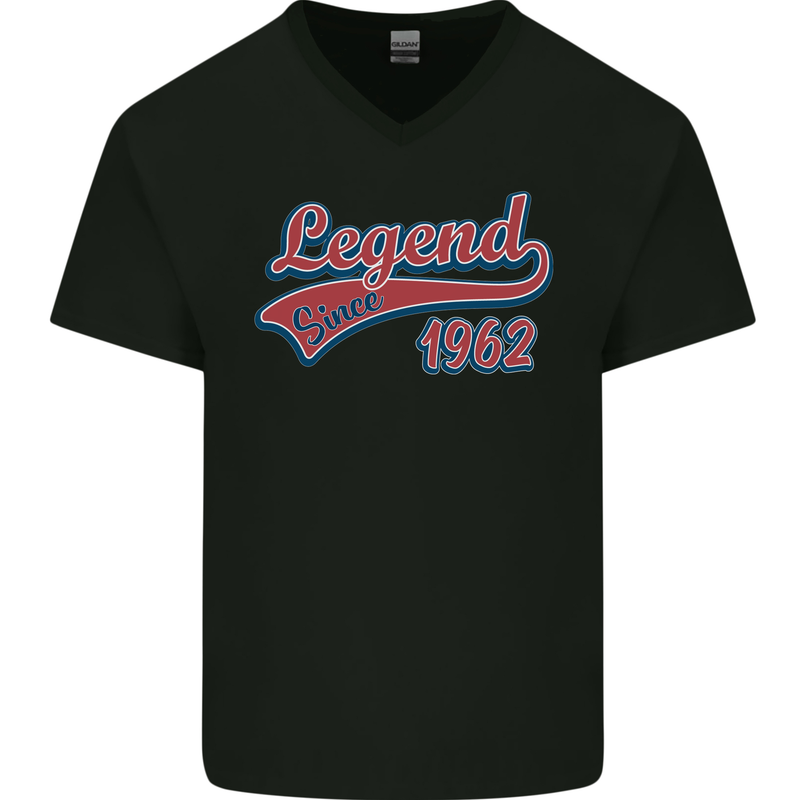 Legend Since 59th Birthday 1962 Mens V-Neck Cotton T-Shirt Black