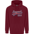 Legend Since 59th Birthday 1964 Mens 80% Cotton Hoodie Maroon
