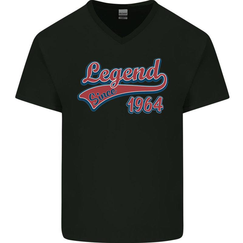 Legend Since 59th Birthday 1964 Mens V-Neck Cotton T-Shirt Black