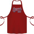 Legend Since 62nd Birthday 1961 Cotton Apron 100% Organic Maroon