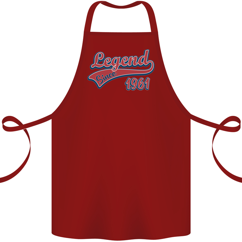 Legend Since 62nd Birthday 1961 Cotton Apron 100% Organic Maroon