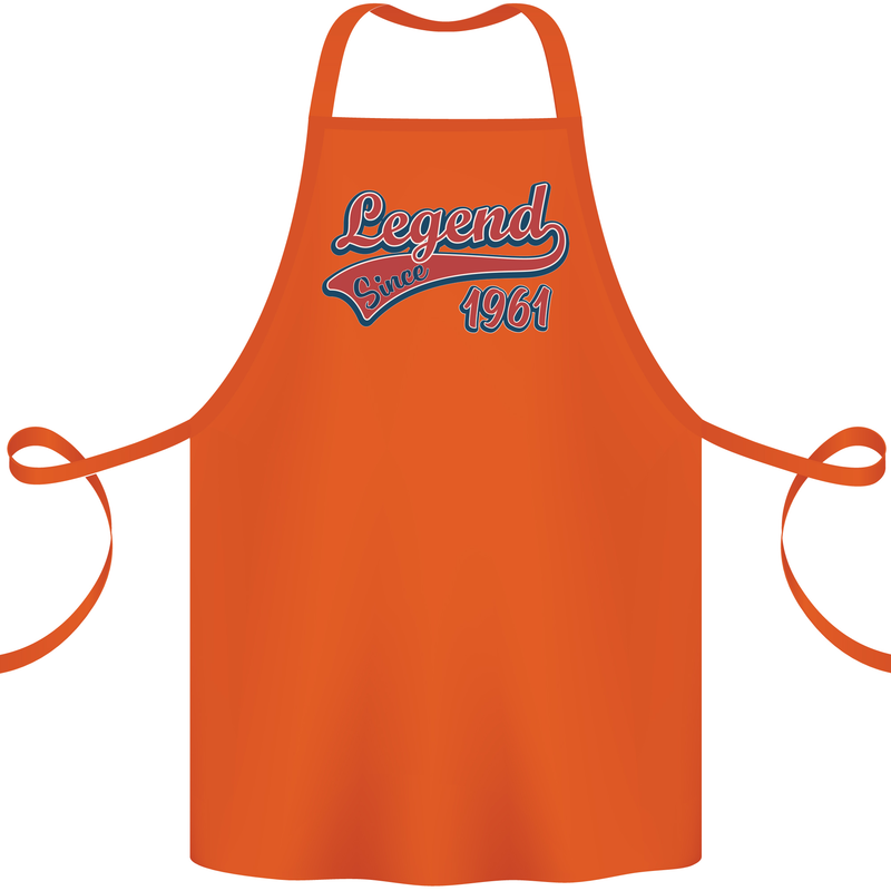 Legend Since 62nd Birthday 1961 Cotton Apron 100% Organic Orange