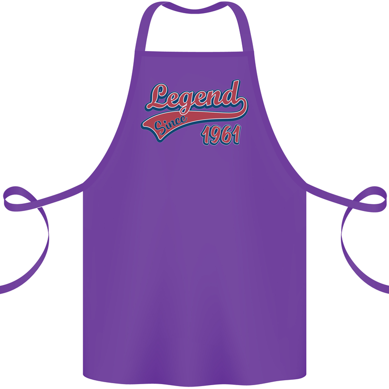 Legend Since 62nd Birthday 1961 Cotton Apron 100% Organic Purple