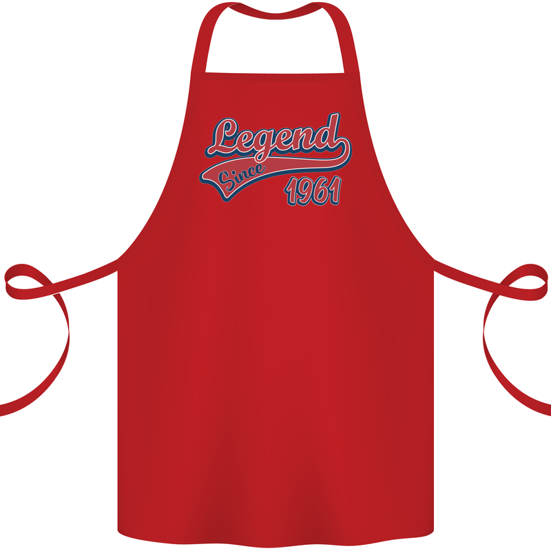 Legend Since 62nd Birthday 1961 Cotton Apron 100% Organic Red