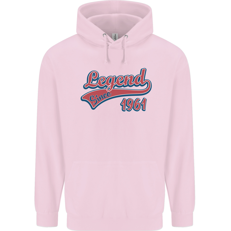 Legend Since 62nd Birthday 1961 Mens 80% Cotton Hoodie Light Pink