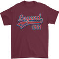 Legend Since 62nd Birthday 1961 Mens T-Shirt 100% Cotton Maroon