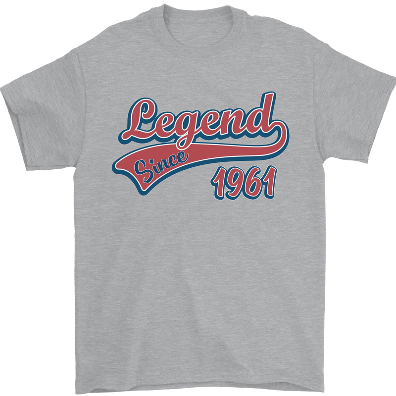 Legend Since 62nd Birthday 1961 Mens T-Shirt 100% Cotton Sports Grey