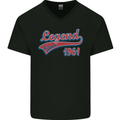 Legend Since 62nd Birthday 1961 Mens V-Neck Cotton T-Shirt Black