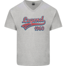 Legend Since 63rd Birthday 1960 Mens V-Neck Cotton T-Shirt Sports Grey