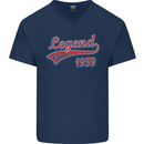 Legend Since 64th Birthday 1959 Mens V-Neck Cotton T-Shirt Navy Blue