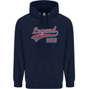 Legend Since 65th Birthday 1958 Mens 80% Cotton Hoodie Navy Blue