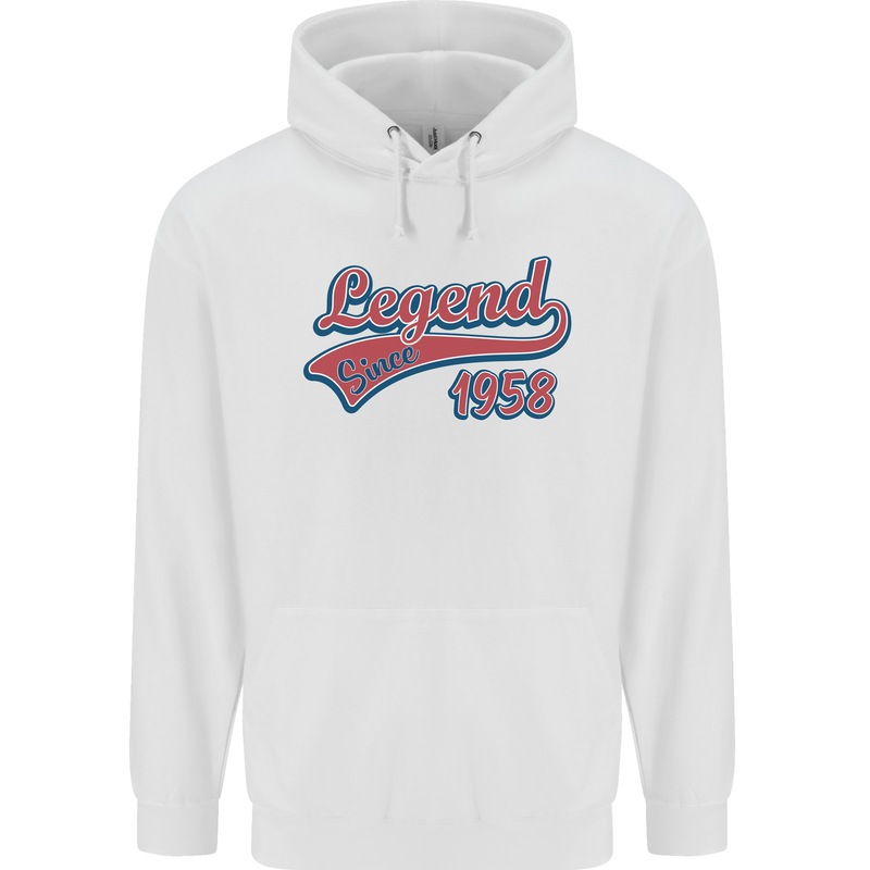 Legend Since 65th Birthday 1958 Mens 80% Cotton Hoodie White