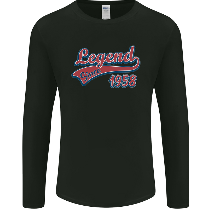 Legend Since 65th Birthday 1958 Mens Long Sleeve T-Shirt Black