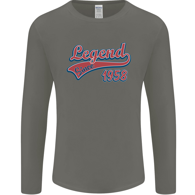 Legend Since 65th Birthday 1958 Mens Long Sleeve T-Shirt Charcoal
