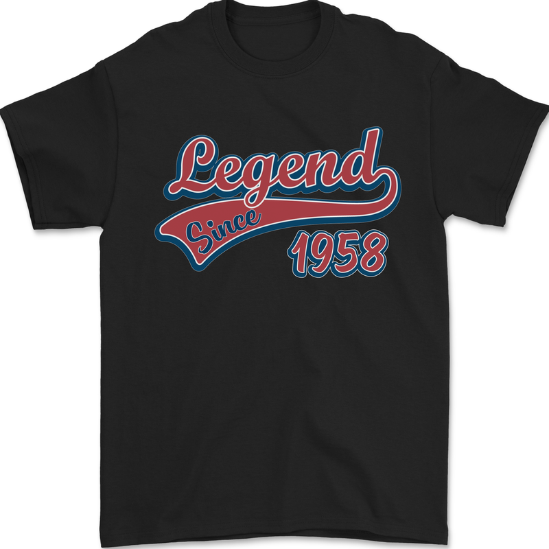 Legend Since 65th Birthday 1958 Mens T-Shirt 100% Cotton Black