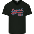 Legend Since 65th Birthday 1958 Mens V-Neck Cotton T-Shirt Black