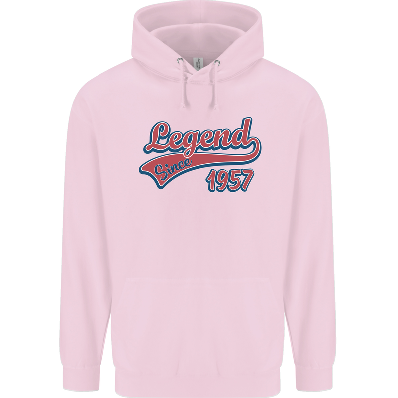 Legend Since 66th Birthday 1957 Mens 80% Cotton Hoodie Light Pink