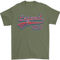 Legend Since 66th Birthday 1957 Mens T-Shirt 100% Cotton Military Green