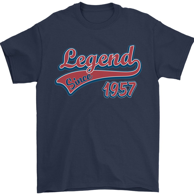 Legend Since 66th Birthday 1957 Mens T-Shirt 100% Cotton Navy Blue
