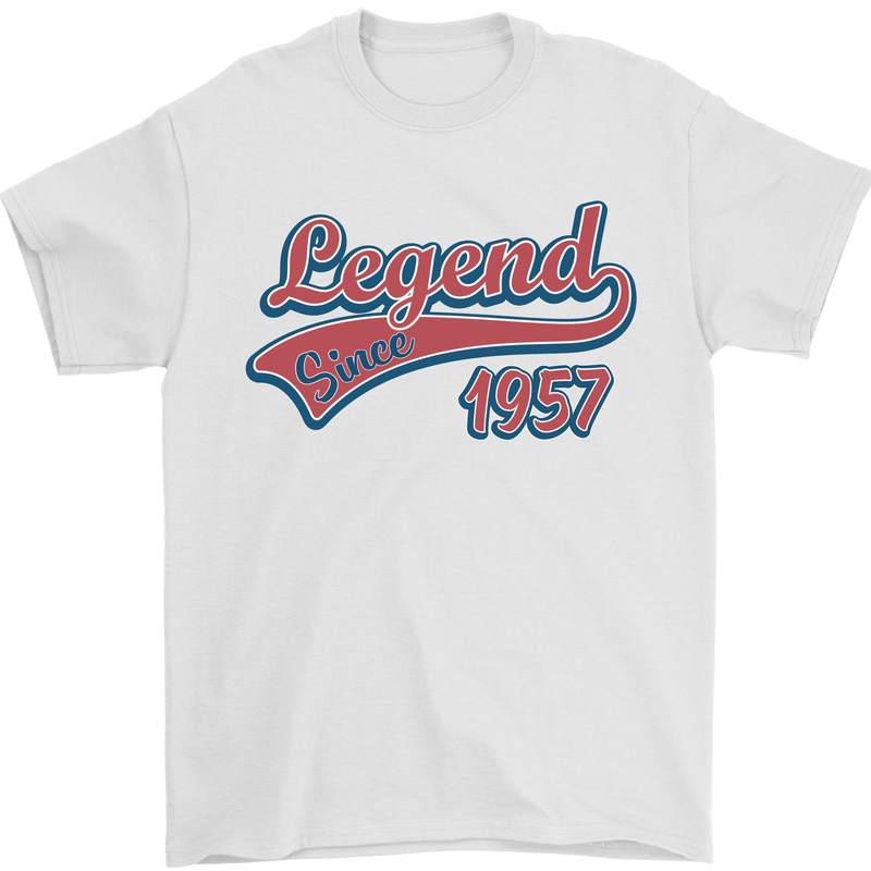 Legend Since 66th Birthday 1957 Mens T-Shirt 100% Cotton White