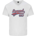 Legend Since 66th Birthday 1957 Mens V-Neck Cotton T-Shirt White