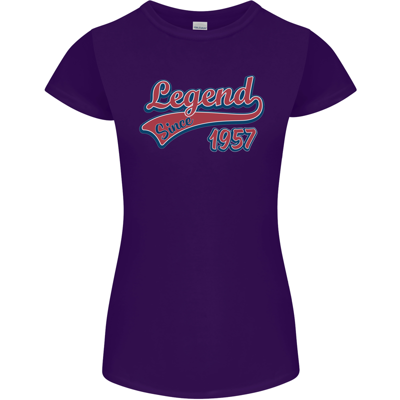 Legend Since 66th Birthday 1957 Womens Petite Cut T-Shirt Purple