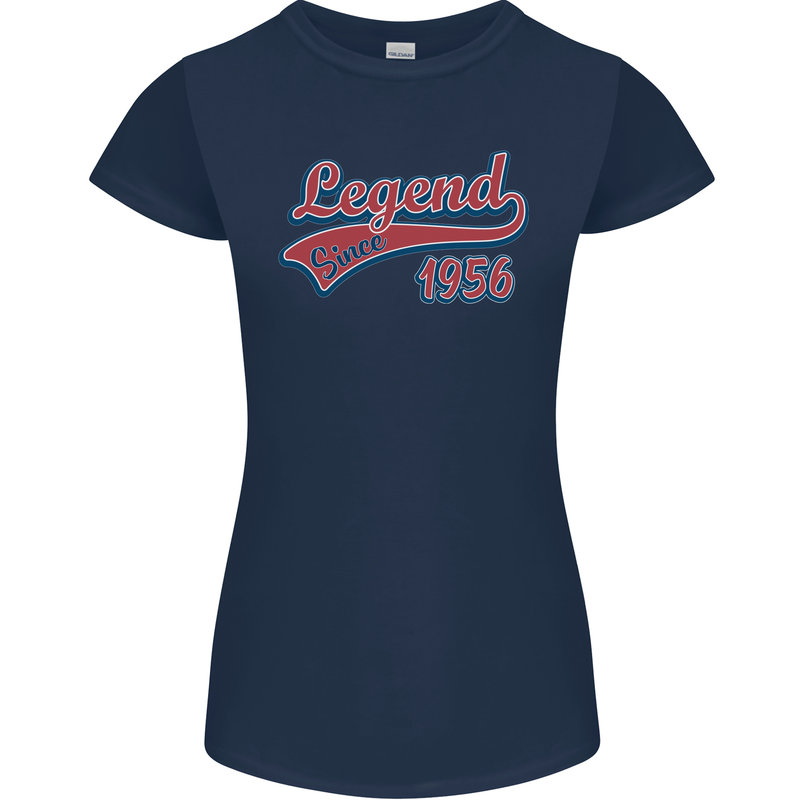 Legend Since 67th Birthday 1956 Womens Petite Cut T-Shirt Navy Blue