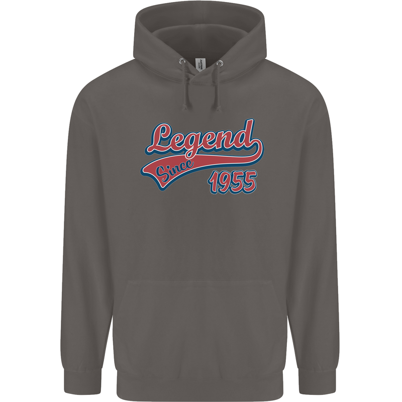 Legend Since 68th Birthday 1955 Mens 80% Cotton Hoodie Charcoal