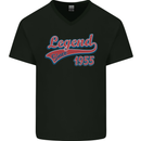 Legend Since 68th Birthday 1955 Mens V-Neck Cotton T-Shirt Black