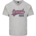 Legend Since 68th Birthday 1955 Mens V-Neck Cotton T-Shirt Sports Grey