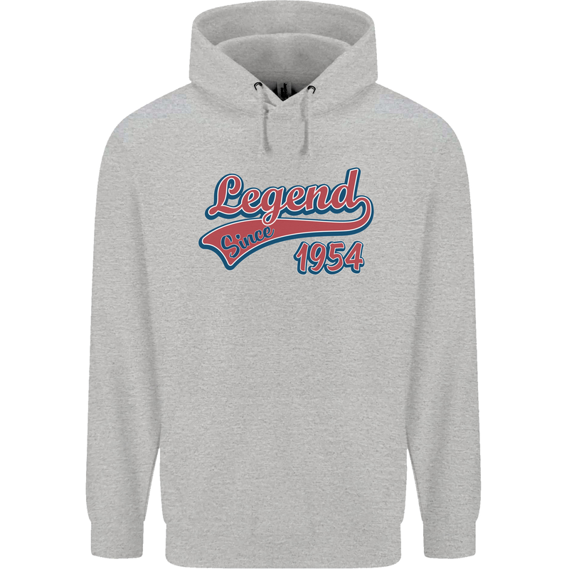 Legend Since 69th Birthday 1954 Mens 80% Cotton Hoodie Sports Grey