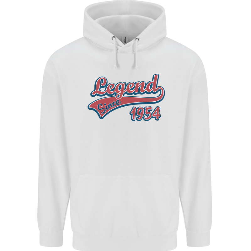 Legend Since 69th Birthday 1954 Mens 80% Cotton Hoodie White