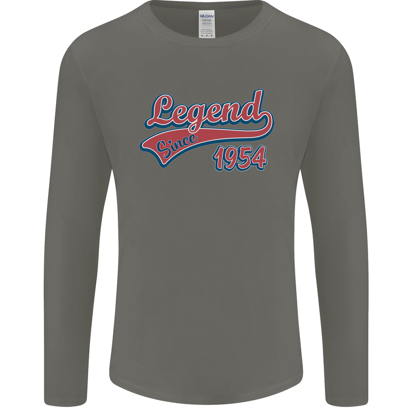 Legend Since 69th Birthday 1954 Mens Long Sleeve T-Shirt Charcoal