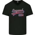 Legend Since 69th Birthday 1954 Mens V-Neck Cotton T-Shirt Black