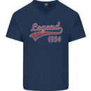 Legend Since 69th Birthday 1954 Mens V-Neck Cotton T-Shirt Navy Blue