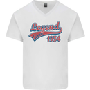 Legend Since 69th Birthday 1954 Mens V-Neck Cotton T-Shirt White