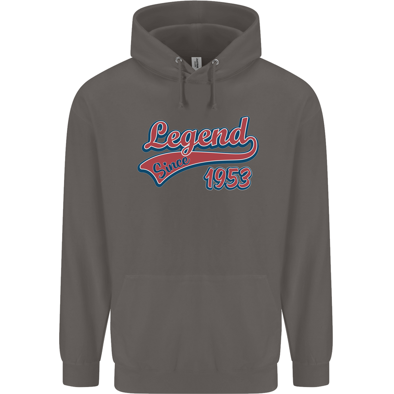 Legend Since 70th Birthday 1953 Mens 80% Cotton Hoodie Charcoal