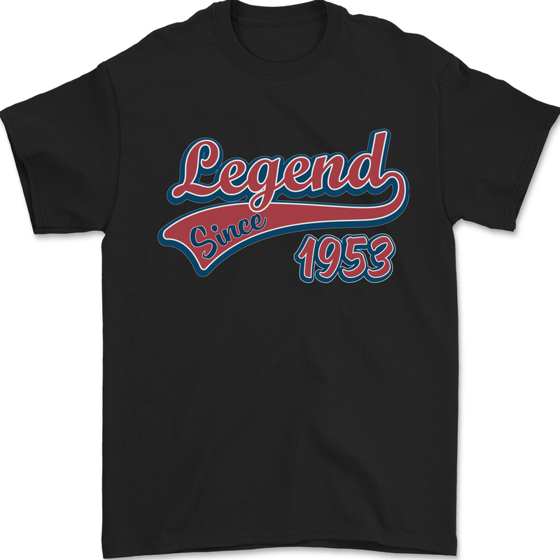 Legend Since 70th Birthday 1953 Mens T-Shirt 100% Cotton Black
