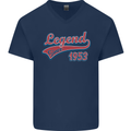 Legend Since 70th Birthday 1953 Mens V-Neck Cotton T-Shirt Navy Blue