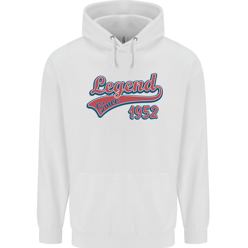 Legend Since 71st Birthday 1952 Mens 80% Cotton Hoodie White