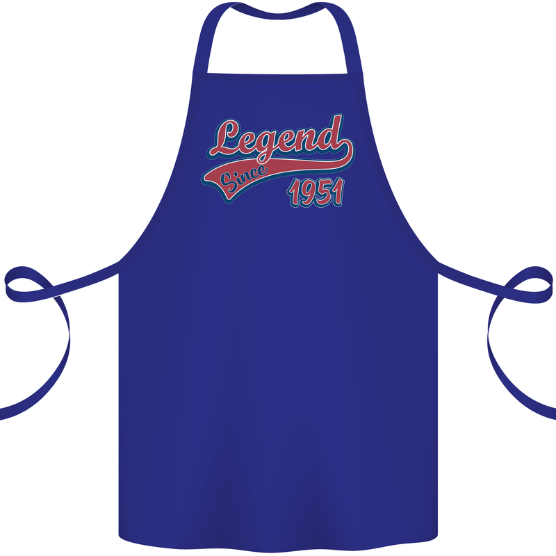 Legend Since 72nd Birthday 1951 Cotton Apron 100% Organic Royal Blue